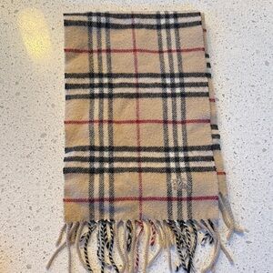 Burberry Beige Nova Check Wool Scarf with Black and Red Plaid